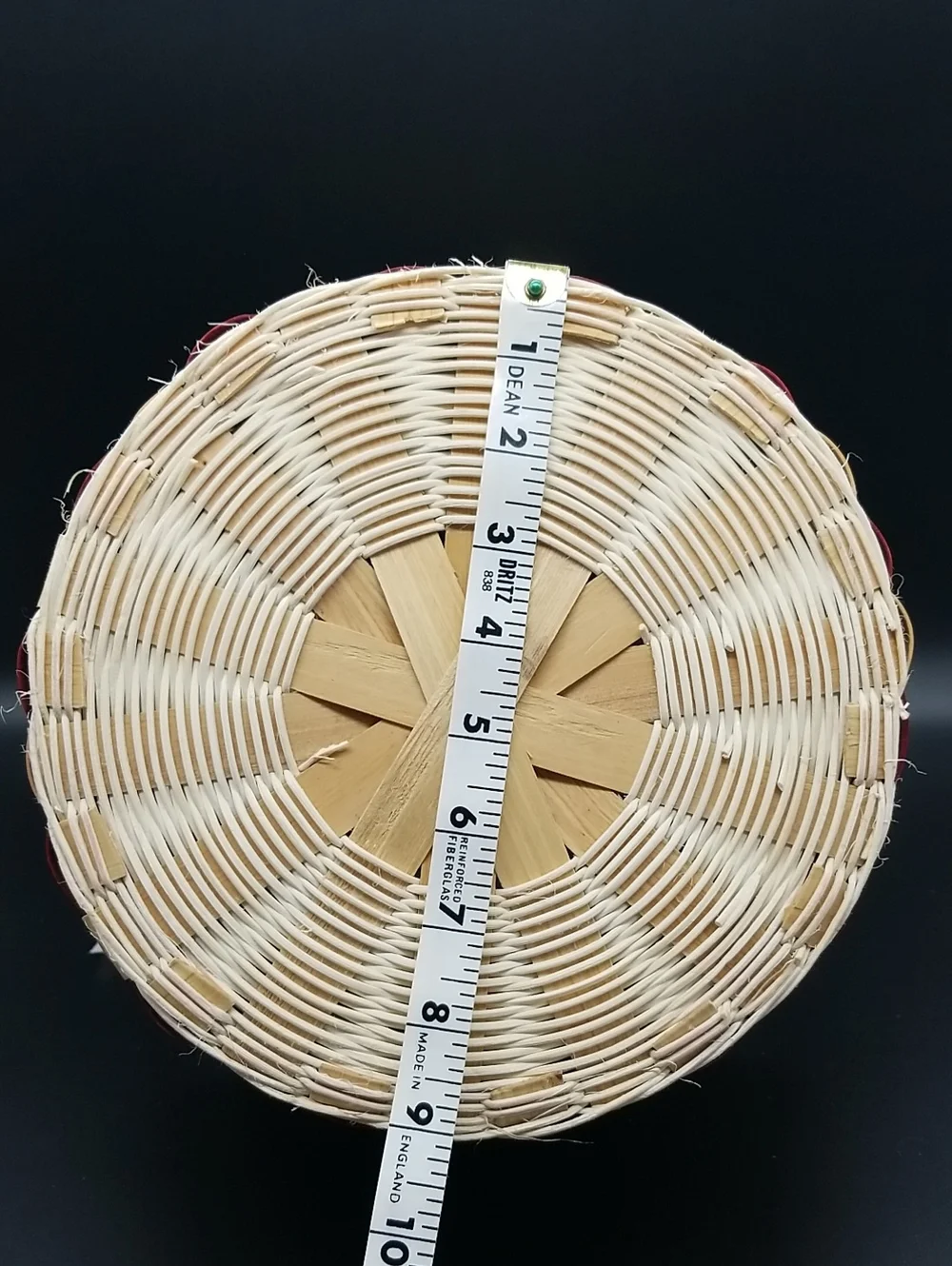 Vintage Handmade Round with Handle Red, White & Blue USA Flag Patriotic Basket